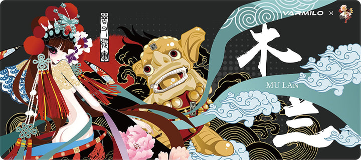 2794-MX73L-Extra-Large-Mulan-Beijing-Opera-Desk-Mat-with-Stitched-Edges
